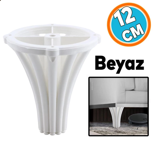 Mobilya Kanepe Koltuk Tv Ünitesi Baza Ayağı Orta Sehpası Konsol Ayak Ayakları 12 cm Beyaz ürün görseli 1