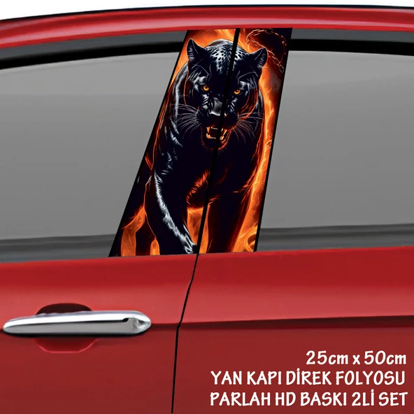 saldırgan siyah panter oto sticker - yeni nesil hd baskı kalitesi araba kapı direkleri kaplama folyosu - tuning modifiye aksesuar ürün görseli 1