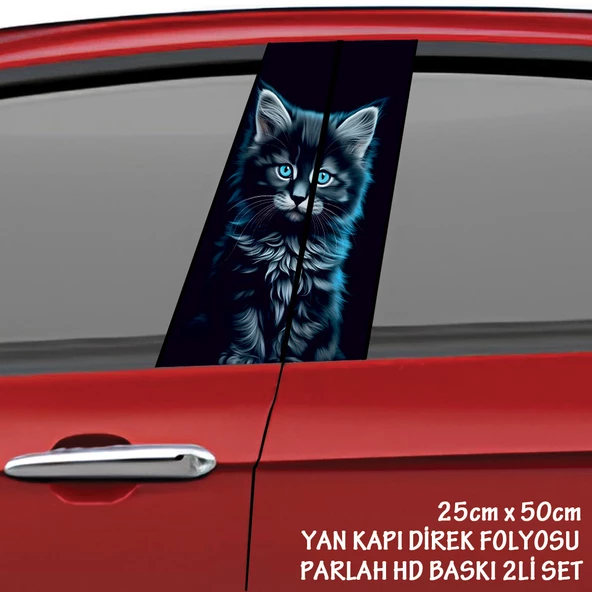 SEVİMLİ renkl kedi hayvan oto sticker - yeni nesil hd baskı kalitesi araba kapı direkleri kaplama folyosu - tuning modifiye aksesuar ürün görseli 1