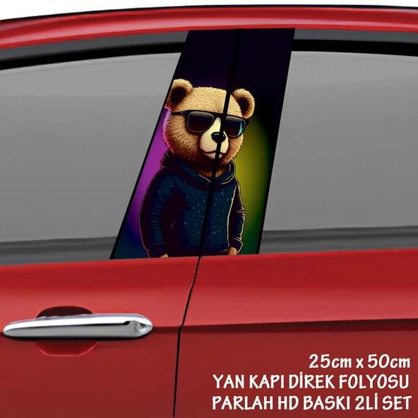 sevimli artist ayı oto sticker - yeni nesil hd baskı kalitesi araba kapı direkleri kaplama folyosu - tuning modifiye aksesuar ürün görseli 1