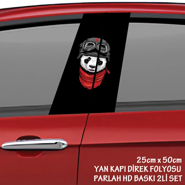 sevimli panda ayı oto sticker - yeni nesil hd baskı kalitesi araba kapı direkleri kaplama folyosu - tuning modifiye aksesuar ürün görseli 1