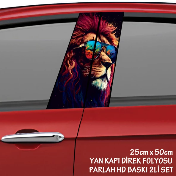 kral aslan renkli oto sticker - yeni nesil hd baskı kalitesi araba kapı direkleri kaplama folyosu - tuning modifiye aksesuar ürün görseli 1
