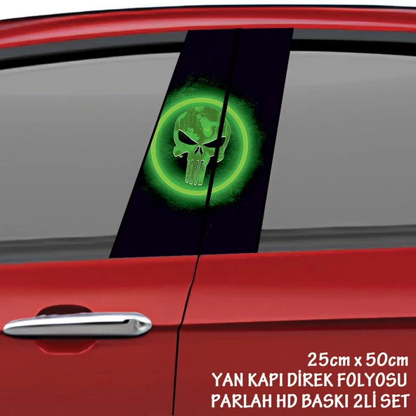 skull iskelet kuru kafa oto sticker - yeni nesil hd baskı kalitesi araba kapı direkleri kaplama folyosu - tuning modifiye aksesuar ürün görseli 1