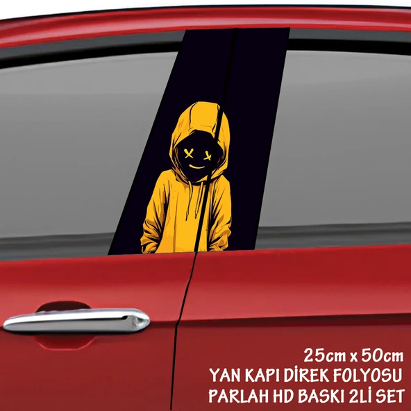 sarı montlu hacker çocuk oto sticker - yeni nesil hd baskı kalitesi araba kapı direkleri kaplama folyosu - tuning modifiye aksesuar ürün görseli 1