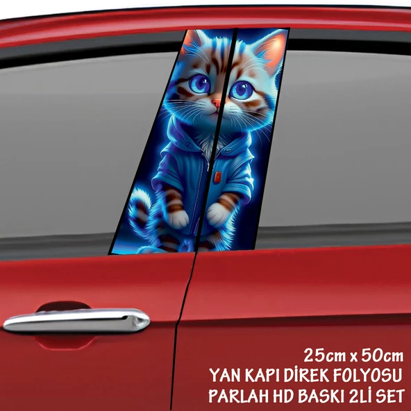 yavru sevimli kedi oto sticker - yeni nesil hd baskı kalitesi araba kapı direkleri kaplama folyosu - tuning modifiye aksesuar ürün görseli 1
