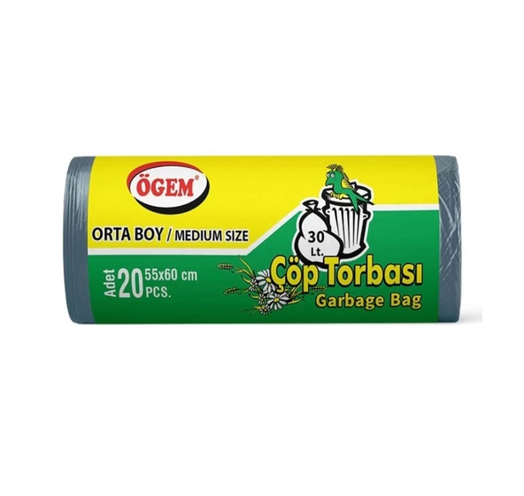 Ögem Orta Boy Çöp Torbası-55X60 cm-30 Litre-20'li ürün görseli 1