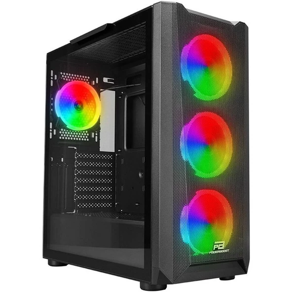 POWERBOOST VK-W001B 4-ARGB FANLI GAMING MID-TOWER PC KASASI  360MM SIVI SOĞUTMA DESTEĞİ ürün görseli 1