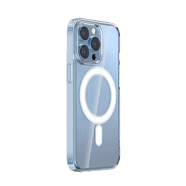 iPhone 15 Pro Kılıf Magsafe Şarj Özellikli Şeffaf Sert PC Embos Kapak ürün görseli 1