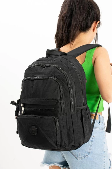 Unisex Sırt Çantası Hafif Yağmur Geçirmez Klinkır Kumaş Laptop Bölmeli Seyahat Çantası 43*30 Cm ürün görseli 1