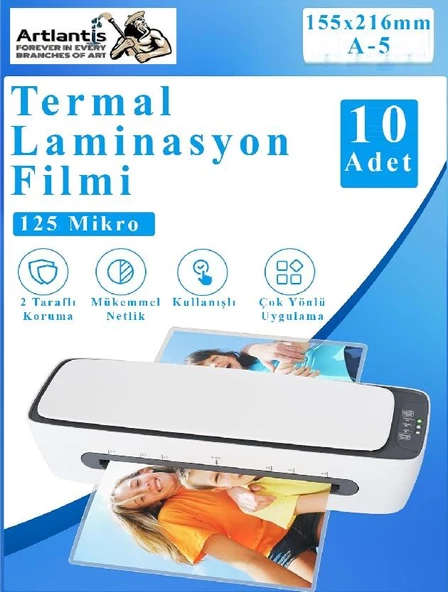 Laminasyon Filmi Parlak A5 10 lu 1 Paket 125 Mikron Laminasyon Kaplama Pvc Kaplama Poşeti 10 Adet ürün görseli 1