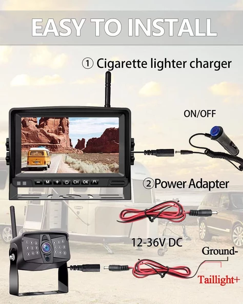 Powermaster DVR T70-F19 Kablosuz Araç Kamera Ve Monitör Seti ürün görseli 1