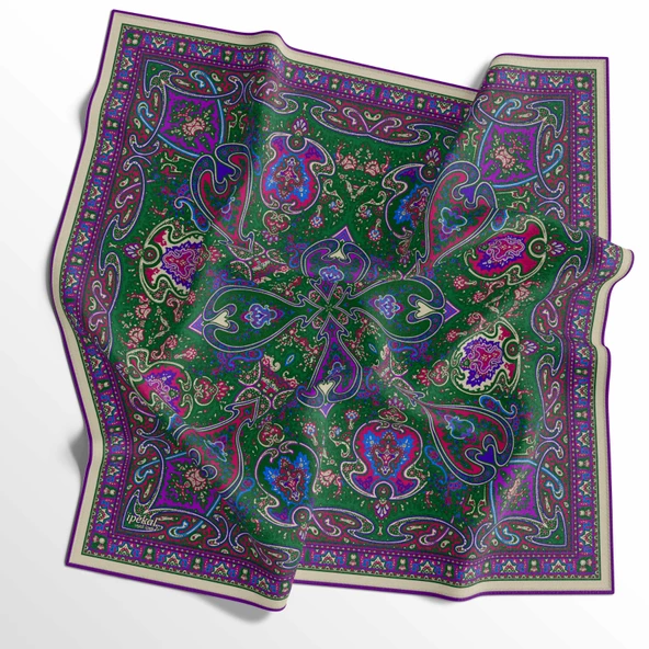 90 X 90 İpek Vual  İnce Eşarp - 03577 - Resim 3