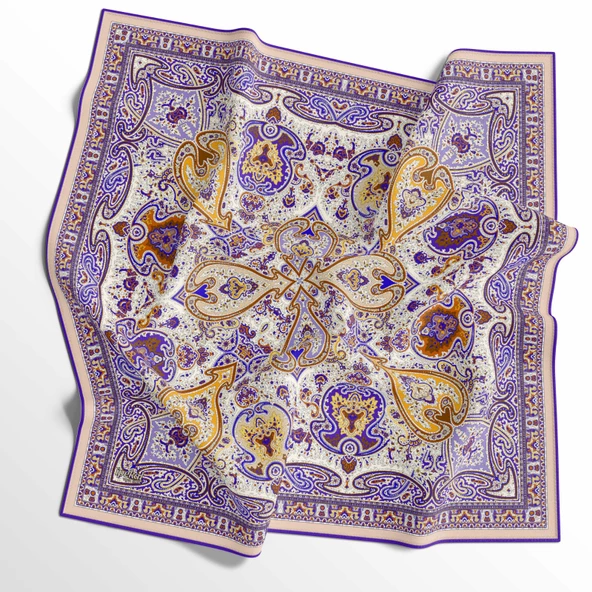 90 X 90 İpek Vual  İnce Eşarp - 03577 - Resim 5
