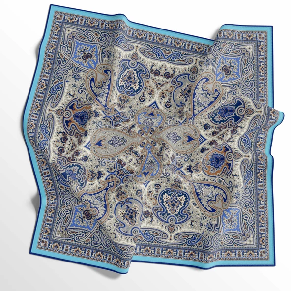 90 X 90 İpek Vual  İnce Eşarp - 03577 - Resim 4