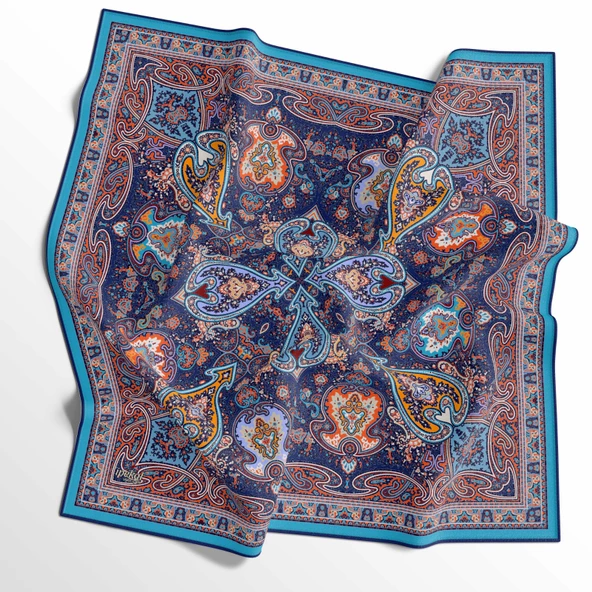 90 X 90 İpek Vual  İnce Eşarp - 03576 - Resim 5