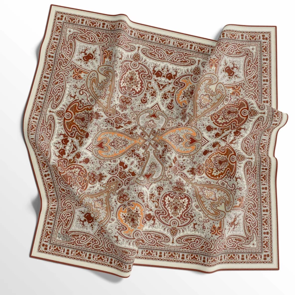 90 X 90 İpek Vual  İnce Eşarp - 03576 - Resim 2