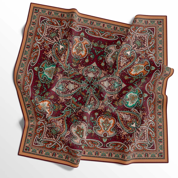 90 X 90 İpek Vual  İnce Eşarp - 03576 - Resim 3