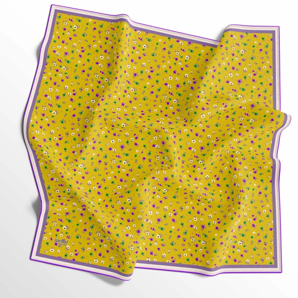 90 X 90 İpek Vual  İnce Eşarp - 03575 - Resim 4