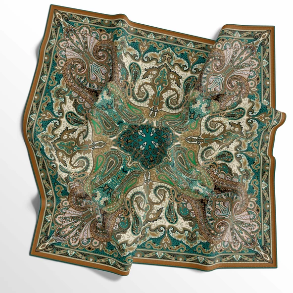 90 X 90 İpek Vual  İnce Eşarp - 03573 - Resim 10