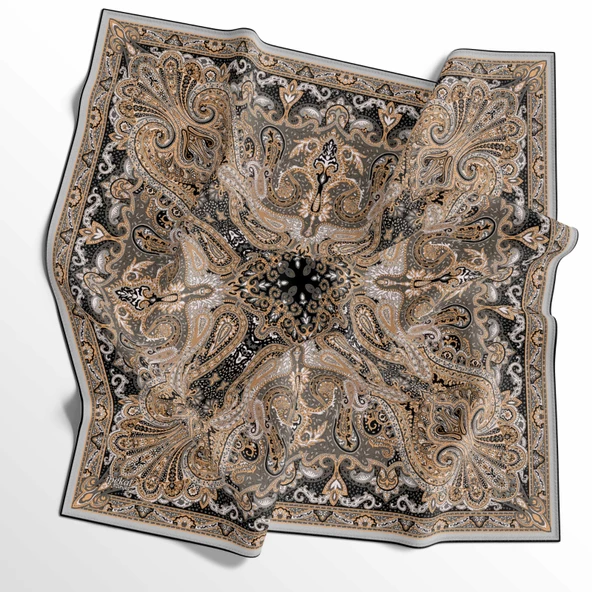90 X 90 İpek Vual  İnce Eşarp - 03573 - Resim 7