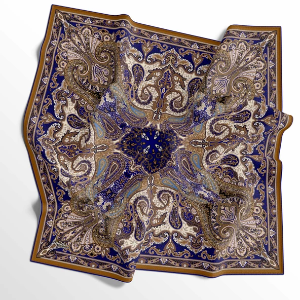 90 X 90 İpek Vual  İnce Eşarp - 03573 - Resim 9