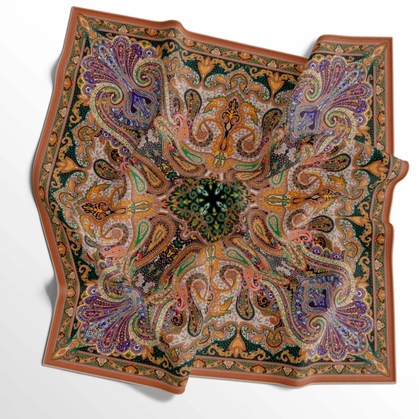 90 X 90 İpek Vual  İnce Eşarp - 03573 - Resim 4