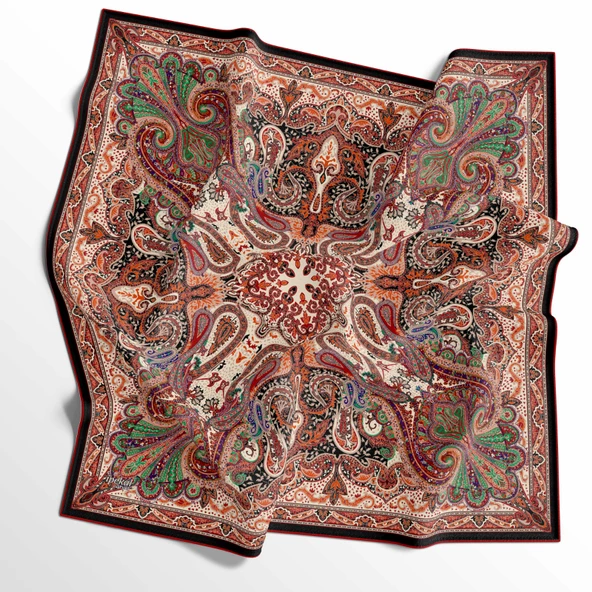 90 X 90 İpek Vual  İnce Eşarp - 03573 - Resim 3