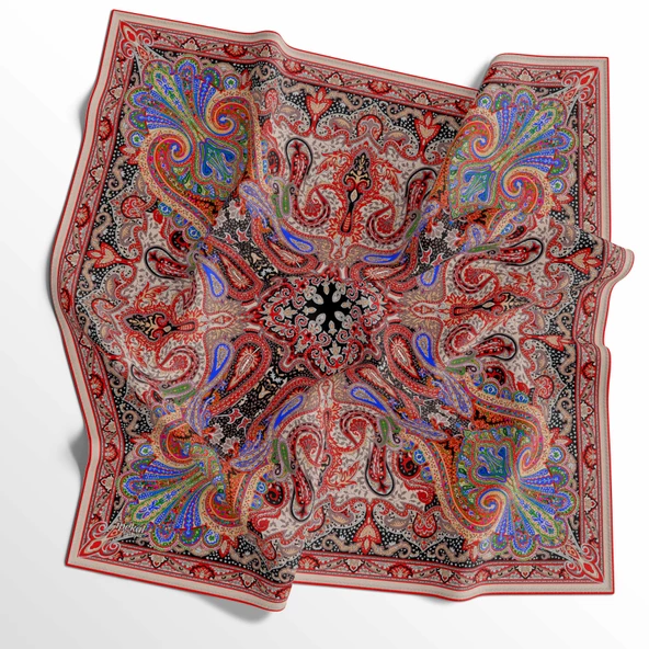 90 X 90 İpek Vual  İnce Eşarp - Resim 2