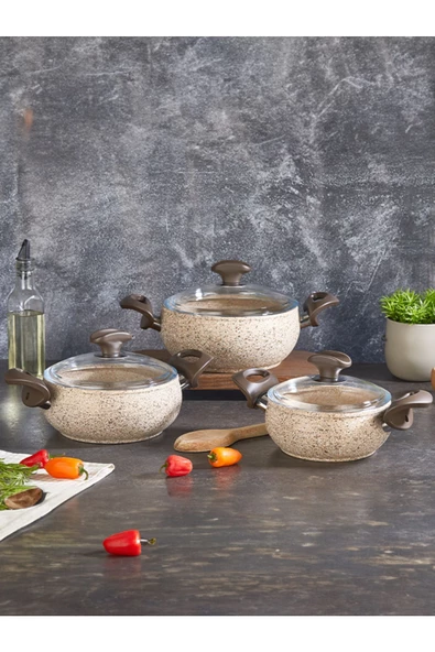FALEZ CREAMY 6 PARCA GUVEC MIDI SET ürün görseli 1
