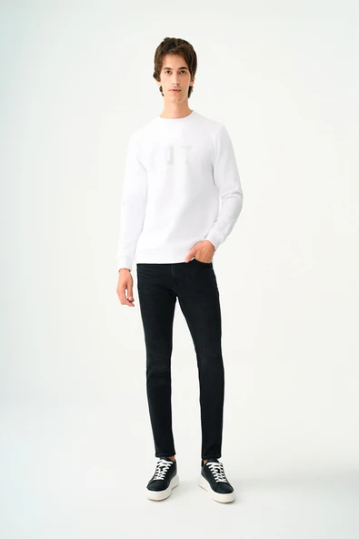 Loft 2037698 Beyaz Erkek Bisiklet Yaka Regular Fit Loft Yazı Detaylı Sweat ürün görseli 1