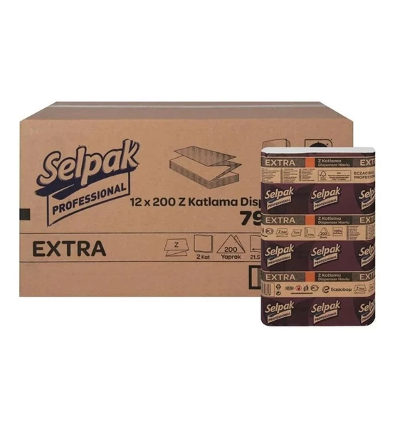 Selpak Professional Extra Z Katlı 12x200 Yaprak Dispenser Havlu ürün görseli 1