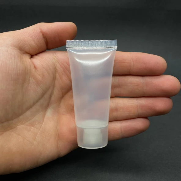Şeffaf Boş Krem Tüpü 20ml , Vidalı Kapaklı Merhem Tüpü ,  Şeffaf Lipgloss Tüp 20 ml x 3 Adet ürün görseli 1