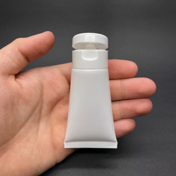 Beyaz Boş Krem Tüpü 30ml , Fliptop Kapaklı Merhem Tüpü ,  Beyaz Lipgloss Tüp 30 ml x 3 Adet ürün görseli 1