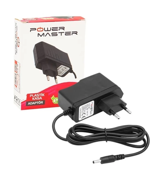Powermaster PM-8113 12 Volt 1 Amper Ince Uçlu Priz Tipi Adaptör 3.5X1.35 Uç PM8113 12V 1A ADAPTÖR ürün görseli 1