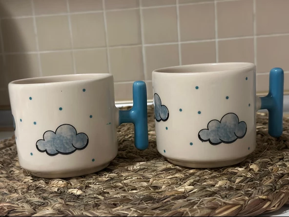 Bulut/Cloud Desen Kupa/Mug 2'li - Resim 3