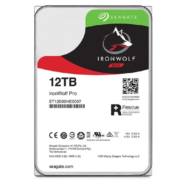 SEAGATE 12TB IRONWOLF PRO ST12000NT001 256MB 7200 RPM NAS DİSKİ ürün görseli 1