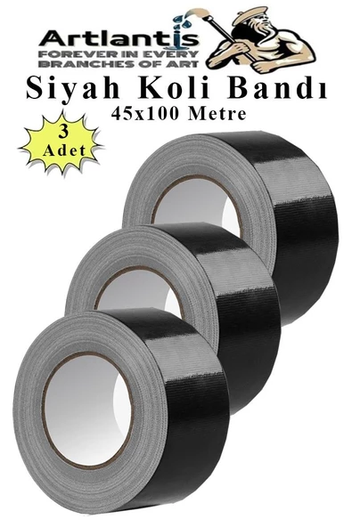 Siyah Koli Bantı 100 Metre 3 Adet 45mm x 100 Metre Renkli Koli Bandı Extra Güçlü Formül Akrilik Koli Bandı ürün görseli 1