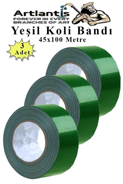 Yeşil Koli Bantı 100 Metre 3 Adet 45mm x 100 Metre Renkli Koli Bandı Extra Güçlü Formül Akrilik Koli Bandı ürün görseli 1