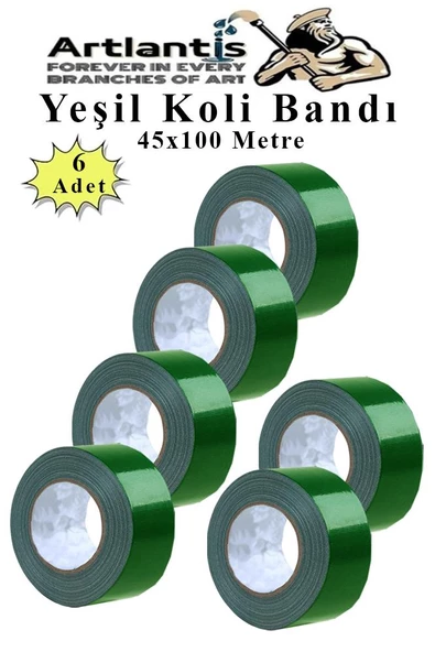 Yeşil Koli Bantı 100 Metre 6 Adet 45mm x 100 Metre Renkli Koli Bandı Extra Güçlü Formül Akrilik Koli Bandı ürün görseli 1