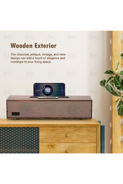 Yüksek Kaliteli Şarj Edilebilir Ahşap Radyo Bluetooth Hoparlör MP3 Çalar USB Telefon Standı Tutucu ürün görseli 1