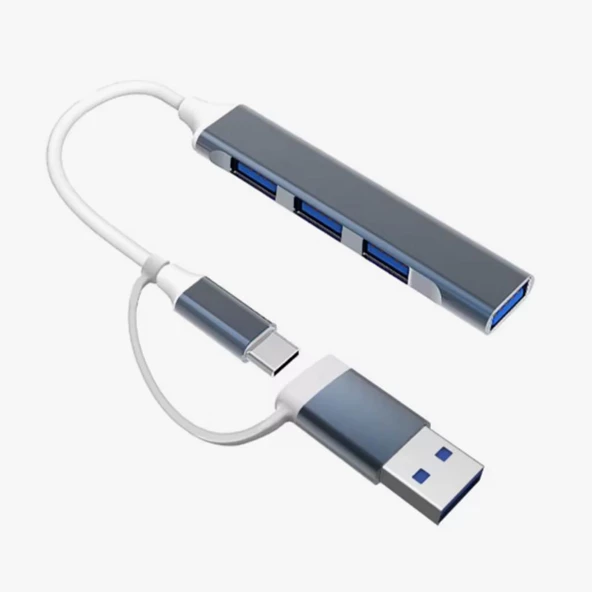 Multi Usb Çoklayıcı 4 Port 'lu Bağlantı İstasyonu İnce USB Bölücü TYPE-C Tipi Çoklu Adaptör ürün görseli 1