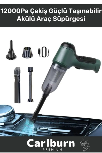 Premium 12000Pa Çekiş 2000mAh Pil Otomatik Aydınlatma Taşınabilir Akülü Araç Süpürgesi ürün görseli 1