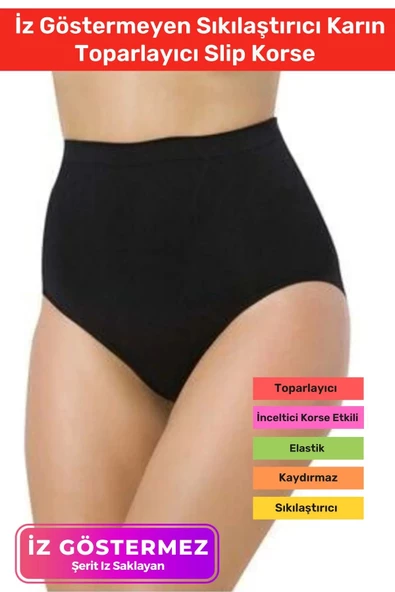 Özel Üretim Yüksek Bel Kaydırmaz İz Göstermeyen Sıkılaştırıcı Karın Toparlayıcı Slip Korse ürün görseli 1
