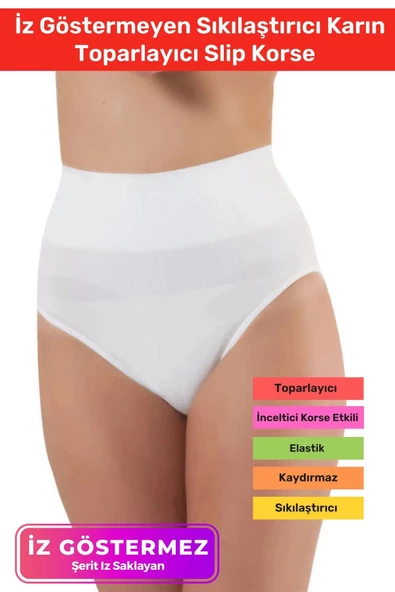 Özel Üretim Yüksek Bel Kaydırmaz İz Göstermeyen Sıkılaştırıcı Karın Toparlayıcı Slip Korse ürün görseli 1