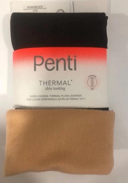 PENTİ THİN LOOKİNG THERMAL TAYT ÇORAP SİYAH L-XL - Resim 2