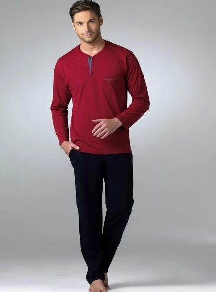 PİERRE CARDİN 5454 Bordo  Penye Uzun Kol 4 Mevsimlik Çeyiz  Pijama Takımı ürün görseli 1