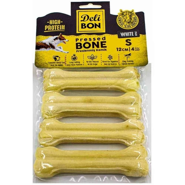 DELİBON DERİ PRES KEMİK 12CM S BOY 4LÜ PAKET BEYAZ 12CMX4AD. ürün görseli 1