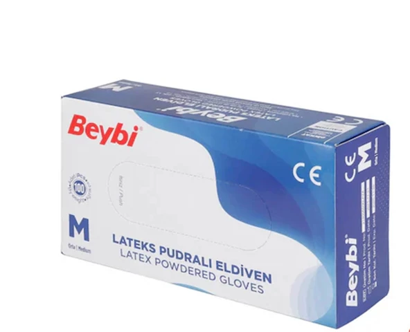 BEYBİ M BOY PUDRALI LATEKS ELDİVEN 100 ADET ürün görseli 1