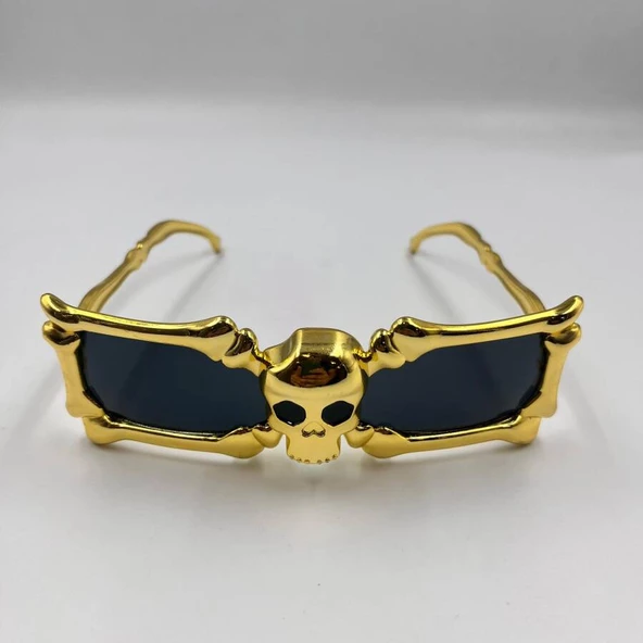 Halloween Plastik İskelet Kemik Model Gözlük Gold ürün görseli 1