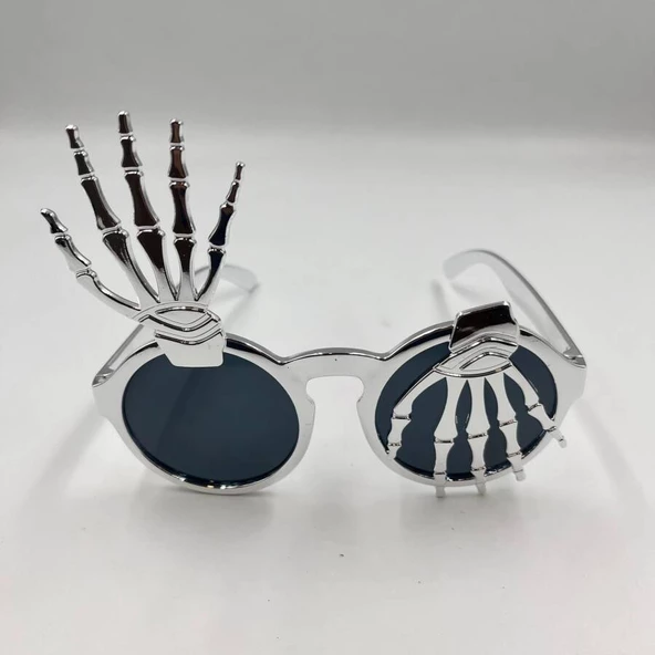 Halloween Plastik İskelet Model Gözlük Gümüş ürün görseli 1